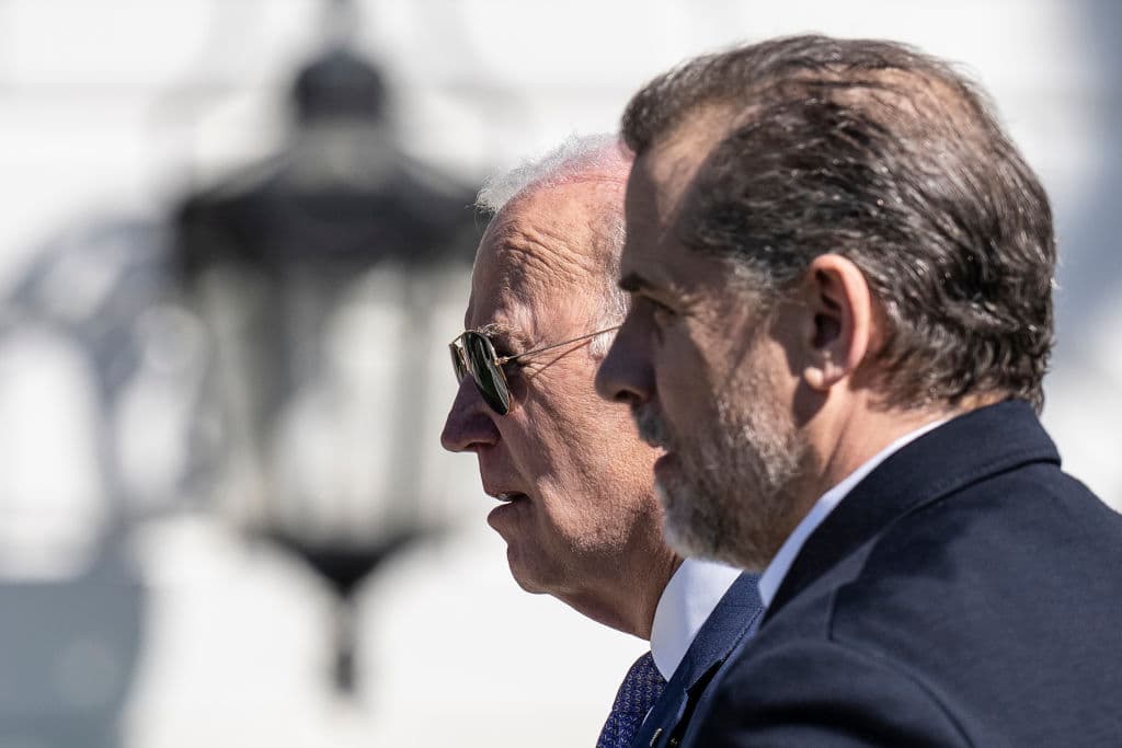 Drew Angerer/Getty Images President Biden and his son Hunter Biden at the White House on April 10, 2023.