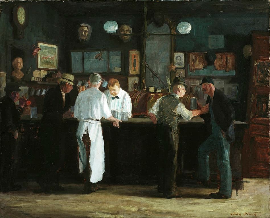 Via Wikimedia Commons John Sloan, 'McSorley's Bar,' 1912.