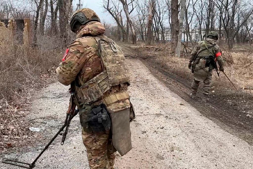 Russian Defense Ministry Press Service via AP Soldiers with Russian military engineering units eliminate mine danger at the city of Avdiivka, eastern Ukraine, February 19, 2024. Russian forces have taken complete control of the Ukrainian city.